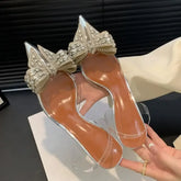 LBSFY  -  2024 Spring Design Crystal PVC Transparent Woman Pumps Elegant Style Thin High Heels Party Prom Female Mule Shoes